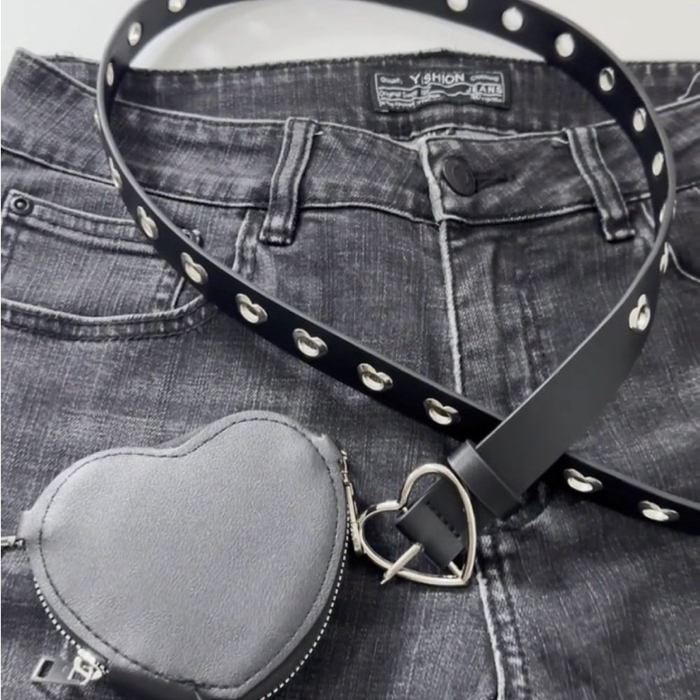 Black belt with hearts and heart bag